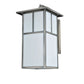 Meyda Lighting Hyde Park 10" Antique Nickel T Mission Curved Arm Wall Sconce With White Shade Glass