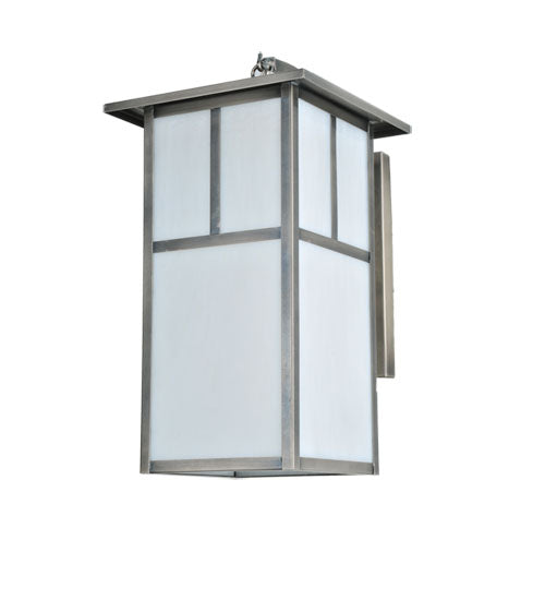 Meyda Lighting Hyde Park 10" Antique Nickel T Mission Curved Arm Wall Sconce With White Shade Glass