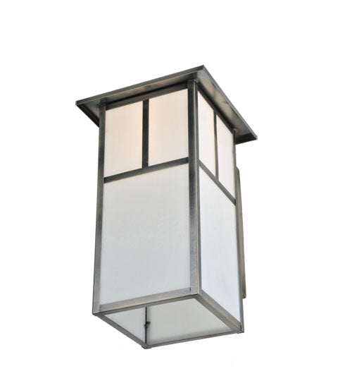 Meyda Lighting Hyde Park 10" Antique Nickel T Mission Curved Arm Wall Sconce With White Shade Glass