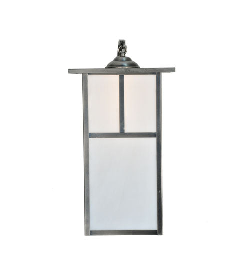Meyda Lighting Hyde Park 10" Antique Nickel T Mission Curved Arm Wall Sconce With White Shade Glass