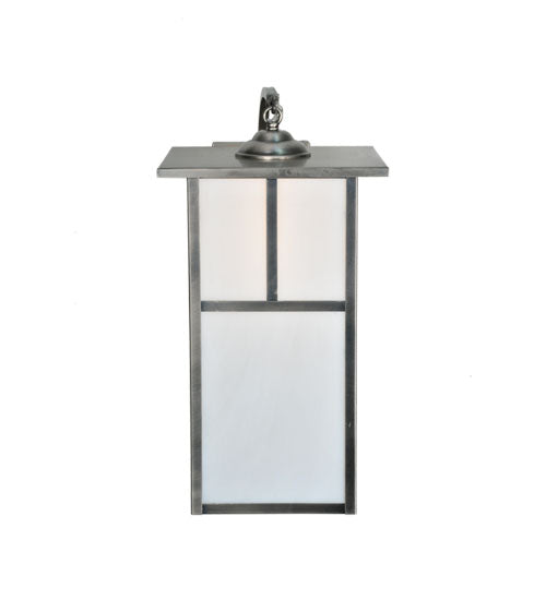 Meyda Lighting Hyde Park 10" Antique Nickel T Mission Curved Arm Wall Sconce With White Shade Glass