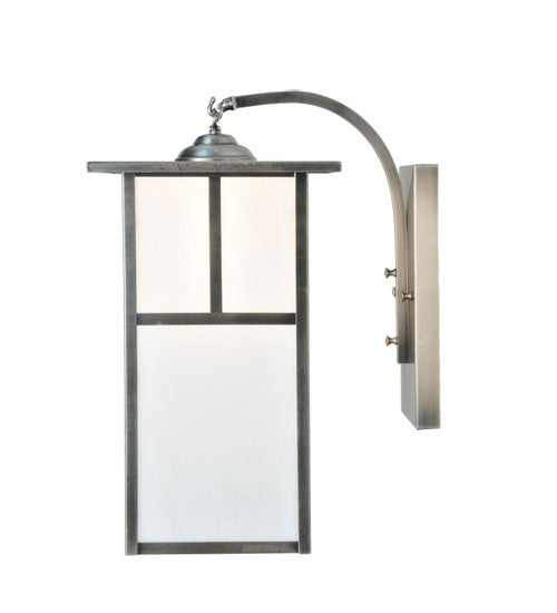 Meyda Lighting Hyde Park 10" Antique Nickel T Mission Curved Arm Wall Sconce With White Shade Glass