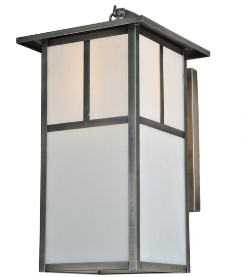 Meyda Lighting Hyde Park 10" Antique Nickel T Mission Curved Arm Wall Sconce With White Shade Glass