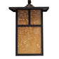 Meyda Lighting Hyde Park 10" Craftsman Brown Curved Arm Wall Sconce With Beige Art Shade Glass