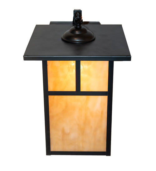 Meyda Lighting Hyde Park 10" Craftsman Brown Curved Arm Wall Sconce With Beige Art Shade Glass