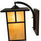 Meyda Lighting Hyde Park 10" Craftsman Brown Curved Arm Wall Sconce With Beige Art Shade Glass