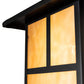 Meyda Lighting Hyde Park 10" Craftsman Brown Curved Arm Wall Sconce With Beige Art Shade Glass