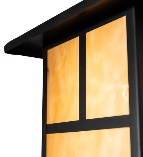 Meyda Lighting Hyde Park 10" Craftsman Brown Curved Arm Wall Sconce With Beige Art Shade Glass