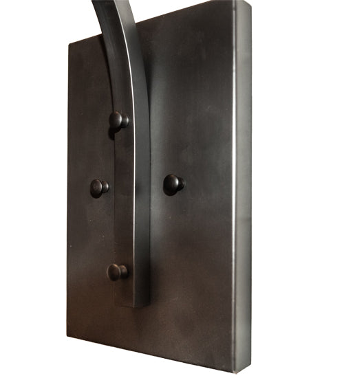 Meyda Lighting Hyde Park 10" Craftsman Brown Curved Arm Wall Sconce With Beige Art Shade Glass