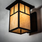 Meyda Lighting Hyde Park 10" Craftsman Brown Curved Arm Wall Sconce With Beige Art Shade Glass