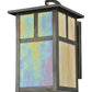 Meyda Lighting Hyde Park 10" Craftsman Brown T Mission Curved Arm Wall Sconce With Beige Iridescent Shade Glass