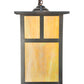 Meyda Lighting Hyde Park 10" Craftsman Brown T Mission Curved Arm Wall Sconce With Beige Iridescent Shade Glass
