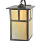 Meyda Lighting Hyde Park 10" Craftsman Brown T Mission Curved Arm Wall Sconce With Beige Iridescent Shade Glass