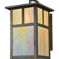 Meyda Lighting Hyde Park 10" Craftsman Brown T Mission Curved Arm Wall Sconce With Beige Iridescent Shade Glass