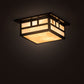 Meyda Lighting Hyde Park 10"Sq 2-Light Craftsman Brown Double Bar Mission Flush Mount Light With Beige Iridescent Shade Glass