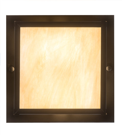 Meyda Lighting Hyde Park 10"Sq 2-Light Craftsman Brown Double Bar Mission Flush Mount Light With Beige Iridescent Shade Glass