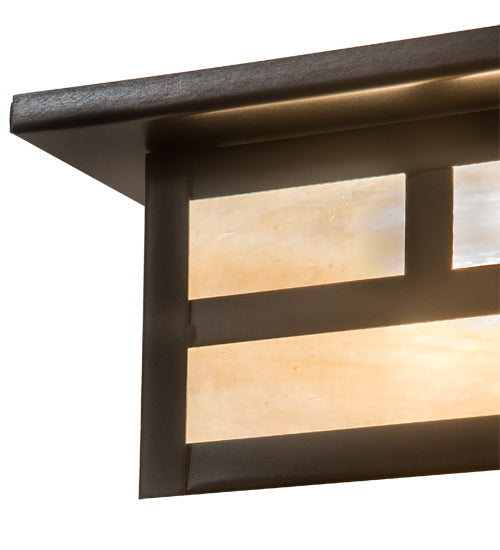 Meyda Lighting Hyde Park 10"Sq 2-Light Craftsman Brown Double Bar Mission Flush Mount Light With Beige Iridescent Shade Glass