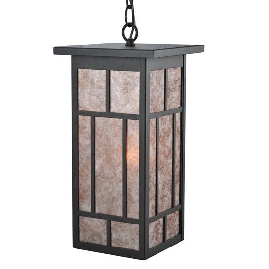 Meyda Lighting Hyde Park 11" Wrought Iron Regents Pendant Light With Silver Mica Shade Glass