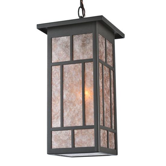 Meyda Lighting Hyde Park 11" Wrought Iron Regents Pendant Light With Silver Mica Shade Glass