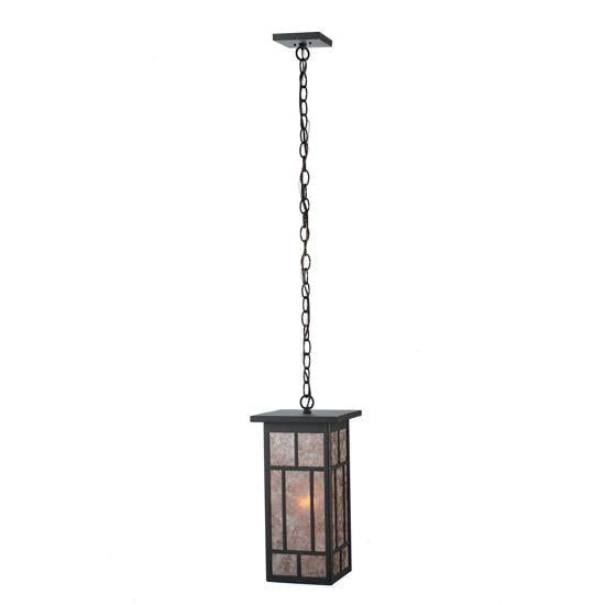 Meyda Lighting Hyde Park 11" Wrought Iron Regents Pendant Light With Silver Mica Shade Glass