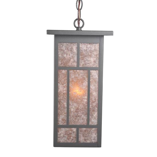 Meyda Lighting Hyde Park 11" Wrought Iron Regents Pendant Light With Silver Mica Shade Glass