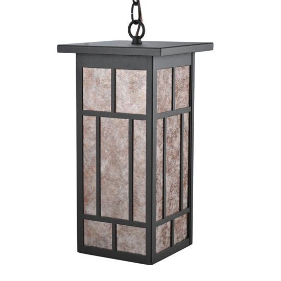 Meyda Lighting Hyde Park 11" Wrought Iron Regents Pendant Light With Silver Mica Shade Glass