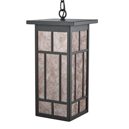 Meyda Lighting Hyde Park 11" Wrought Iron Regents Pendant Light With Silver Mica Shade Glass