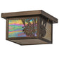 Meyda Lighting Hyde Park 12" Antique Copper Flush Mount Light With Beige Iridescent Art Shade Glass