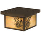 Meyda Lighting Hyde Park 12" Antique Copper Flush Mount Light With Beige Iridescent Art Shade Glass