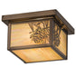 Meyda Lighting Hyde Park 12" Antique Copper Flush Mount Light With Beige Iridescent Art Shade Glass