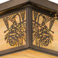 Meyda Lighting Hyde Park 12" Antique Copper Flush Mount Light With Beige Iridescent Art Shade Glass
