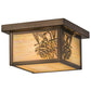 Meyda Lighting Hyde Park 12" Antique Copper Flush Mount Light With Beige Iridescent Art Shade Glass