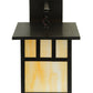 Meyda Lighting Hyde Park 12" Craftsman Brown Double Bar Mission Straight Arm Wall Sconce With Beige Shade Glass