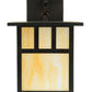 Meyda Lighting Hyde Park 12" Craftsman Brown Double Bar Mission Straight Arm Wall Sconce With Beige Shade Glass