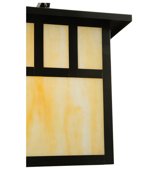 Meyda Lighting Hyde Park 12" Craftsman Brown Double Bar Mission Straight Arm Wall Sconce With Beige Shade Glass