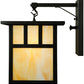 Meyda Lighting Hyde Park 12" Craftsman Brown Double Bar Mission Straight Arm Wall Sconce With Beige Shade Glass