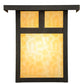 Meyda Lighting Hyde Park 12" Craftsman Brown T Mission Wall Sconce With Beige Art Shade Glass