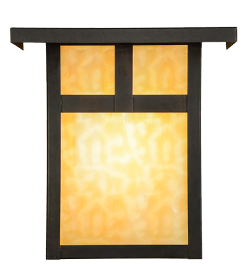 Meyda Lighting Hyde Park 12" Craftsman Brown T Mission Wall Sconce With Beige Art Shade Glass