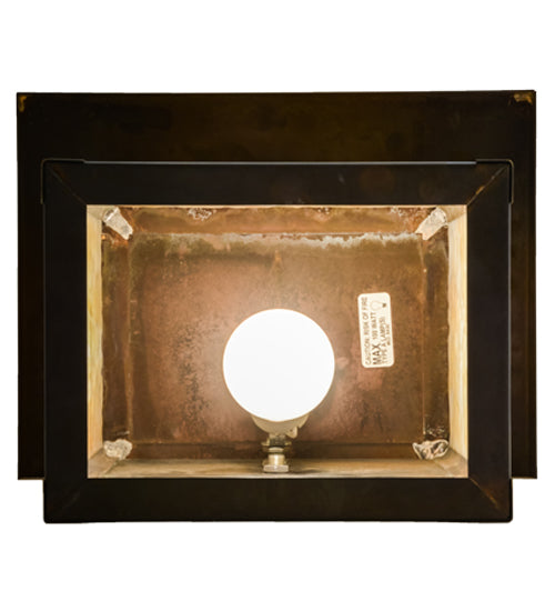 Meyda Lighting Hyde Park 12" Craftsman Brown T Mission Wall Sconce With Beige Art Shade Glass