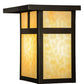 Meyda Lighting Hyde Park 12" Craftsman Brown T Mission Wall Sconce With Beige Art Shade Glass