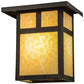 Meyda Lighting Hyde Park 12" Craftsman Brown T Mission Wall Sconce With Beige Art Shade Glass