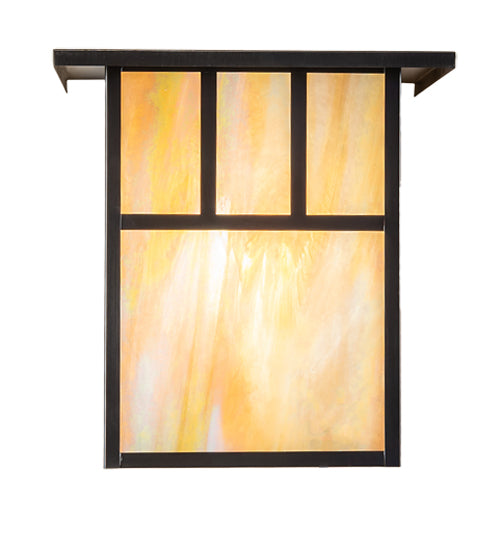 Meyda Lighting Hyde Park 12" Craftsman Brown Wall Sconce With Beige Iridescent Shade Glass