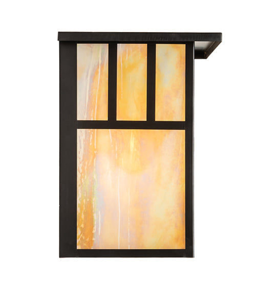 Meyda Lighting Hyde Park 12" Craftsman Brown Wall Sconce With Beige Iridescent Shade Glass