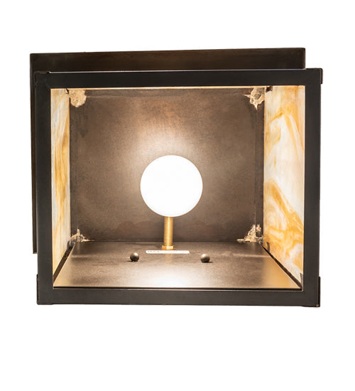 Meyda Lighting Hyde Park 12" Craftsman Brown Wall Sconce With Beige Iridescent Shade Glass