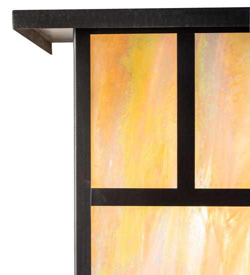 Meyda Lighting Hyde Park 12" Craftsman Brown Wall Sconce With Beige Iridescent Shade Glass