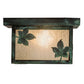 Meyda Lighting Hyde Park 12" Verdigris Maple Leaf Flush Mount Light With Clear Seeded Shade Glass