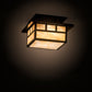 Meyda Lighting Hyde Park 12"Sq 2-Light Craftsman Brown Double Bar Mission Flush Mount Light With Beige Iridescent Shade Glass