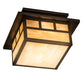 Meyda Lighting Hyde Park 12"Sq 2-Light Craftsman Brown Double Bar Mission Flush Mount Light With Beige Iridescent Shade Glass