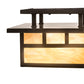 Meyda Lighting Hyde Park 12"Sq 2-Light Craftsman Brown Double Bar Mission Flush Mount Light With Beige Iridescent Shade Glass