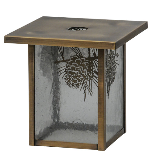 Meyda Lighting Hyde Park 13" Antique Brass Winter Pine Frame With Clear Seeded Shade Glass
